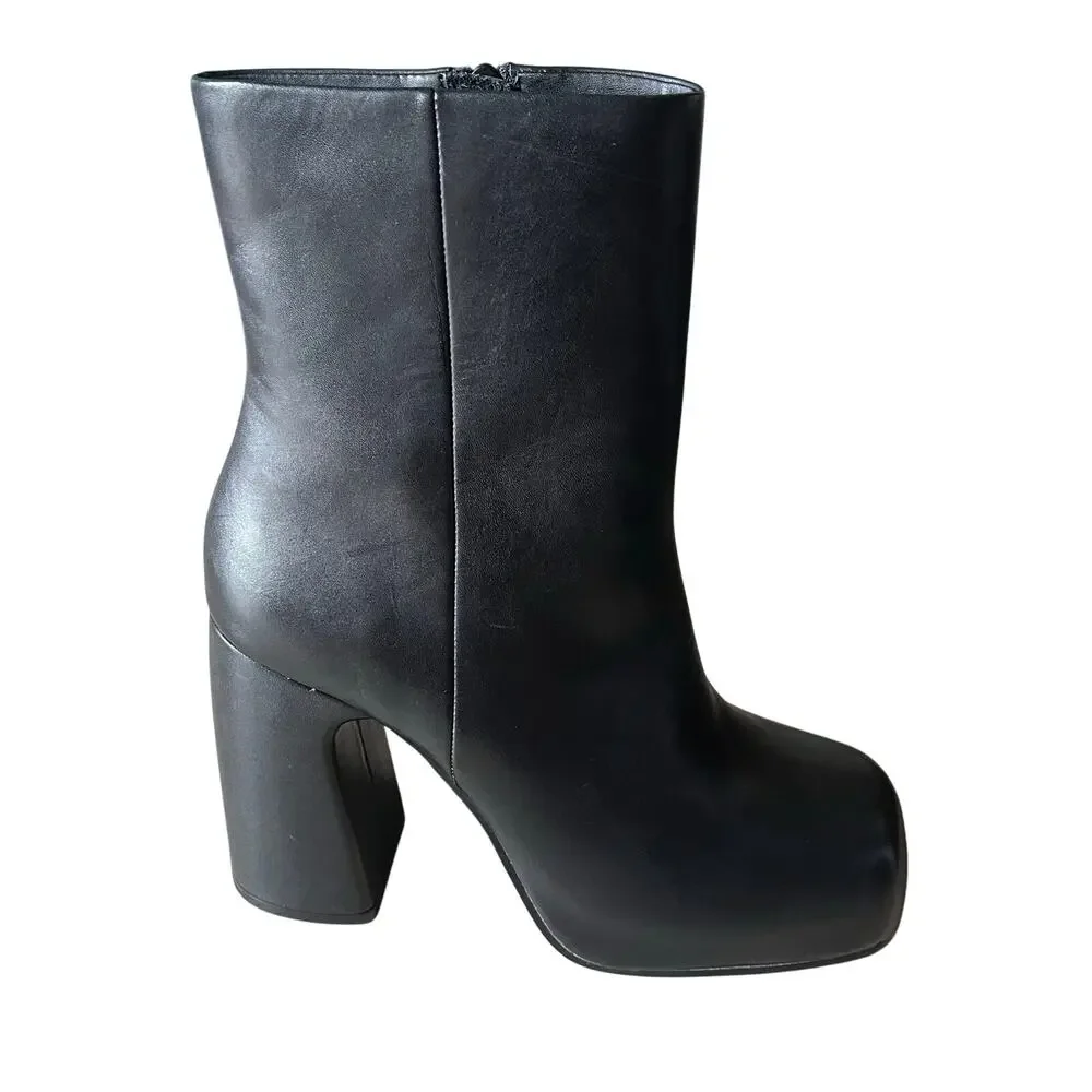 Steve Madden Cami Leather Square Toe Ankle Booties Women's 9.5 Leather Going Out